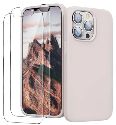 Image de Étui en silicone 3-en-1 pour iPhone 13 Pro Max avec 2 films de protection