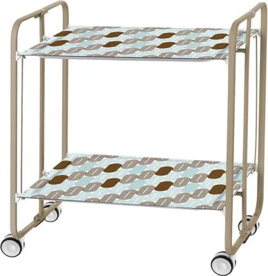 Produktbild von DON HIERRO - Klappbarer Servierwagen BAUHAUS mit Rollen – Metallgestell sandfarben, 2 Ebenen, 4 Positionen
