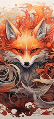 Produktbild von Türtapete Türposter Flammenfuchs - Größe: 93 x 205 cm