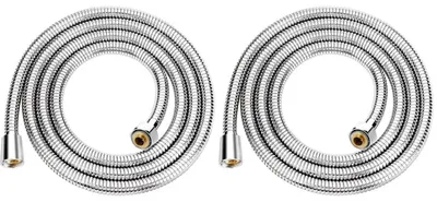 Image de Tuyau de douche en acier inoxydable, flexible, 1 mètre (lot de 2), raccordement G1/2 pouce