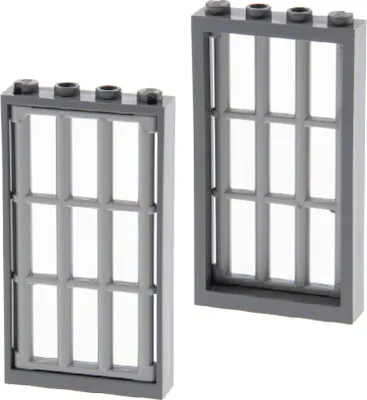 Image de 2x Lego fenêtre cadre 1x4x6 nouveau-gris foncé grille nouveau-gris clair 92589 60596