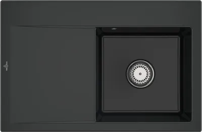 Produktbild von Villeroy & Boch 334701R7 Subway Style 45 Keramikspüle Einbau Unterschrankbreite ab 50 cm Pure Black Keramik Handbetätigung - inkl.