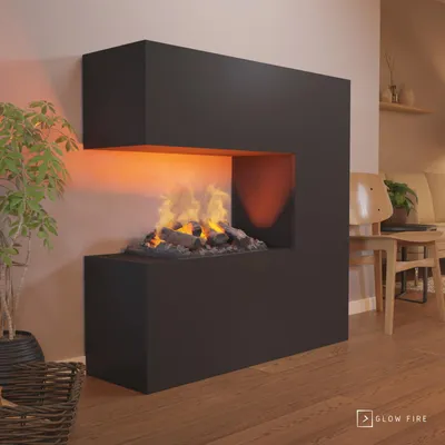 Produktbild von GLOW FIRE Elektrokamin 'Schiller' | Wasserdampf Kamin mit OMC 500 inkl. Holz in schwarz als Raumteiler | HxBxT: 120x120x37 cm