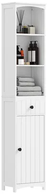 Produktbild von Badezimmerschrank mit 3 Regalen, 1 Schublade, robust, MDF, Weiß