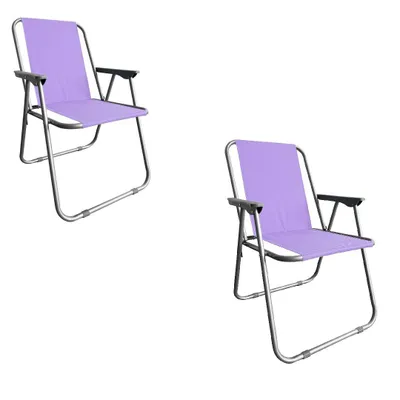 Produktbild von Campingstuhl Anglersessel Gartenstuhl Sessel mit Armlehne violett 2er Set