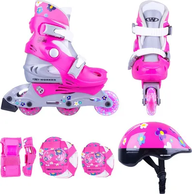 Produktbild von Inlineskates Kinder Polly LED + Helm + Schoner - rosa Inliner Gr. 30-33 verstellbar