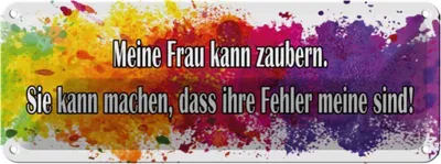 Produktbild von vianmo Blechschild 10x27 cm meine Frau kann zaubern Männer Frauen Spruch Zitat