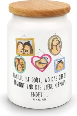 Produktbild von Mr. & Mrs. Panda Dose Igel Familie - Weiß - Geschenk, Glück, Bilder, Lebensmittelbehälter, Aufbewahrungsdose, Papa, Liebe, Vorratsbehälter, Kaffeedose, Vorratsdose