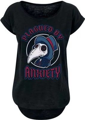 Produktbild von Sprüche T-Shirt Damen Plagued By Anxiety schwarz M