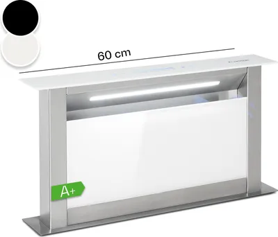 Image de Klarstein Royal Flush Eco Hotte aspirante 60 cm - hotte aspirante escamotable, 576 m³/h, Touch-To-Slide, éclairage LED, efficacité énergétique A++, acier inoxydable & verre, recyclage & évacuation de l'air