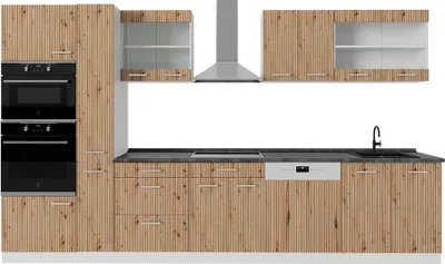 Produktbild von Küchenzeile Vicco R-Line Artisan Eiche/Weiß 350 cm mit Hochschrank, AP Anthrazit, Model 48998