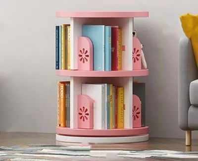 Produktbild von 360Home Bücherregal Kompakt drehbar multifunktional Regal 2 Ebene rosa 66*46cm