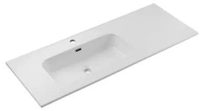 Productafbeelding van Inbouwwastafel ESSEN 120 cm in glanzend wit keramiek links verschoven