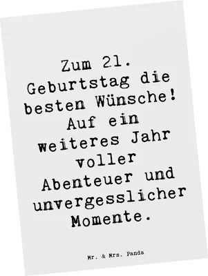 Produktbild von Mr. & Mrs. Panda Fotokarte Spruch 21. Geburtstag - Weiß - Geschenk, wunderbare Erinnerungen, Postkarte, Postkarten, bildkarte, Happy Birthday, Ansichtskarten, Grußkarte