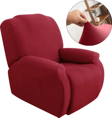 Produktbild von Stretch Sofa Überzug Sesselbezug 1 Sitzer Sofabezug Sessel Überzug Für Liegesessel Ruhesessel Relaxsessel Sesselbezüge Sesselhussen Rot