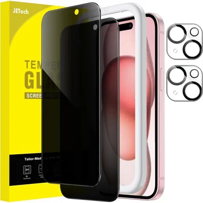 Immagine prodotto di Pellicola protettiva per iPhone 15 da 6,1 pollici con protezione per la fotocamera, confezione da 2 pezzi