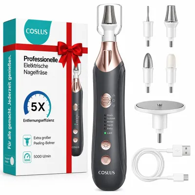 Productafbeelding van COSLUS C43 Professionele Elektrische Nagelfreeser Set: Manicure- en pedicure set, elektrisch voor voetverzorging, geschikt voor teennagels, handen en voeten, met een bredere freesopzetstuk