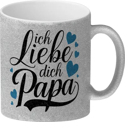 Produktbild von Ich Liebe Dich Papa Glitzer-Kaffeebecher