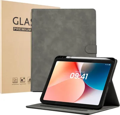 Produktbild von LBH Tablet Schutzhülle + 2x 9H Display Glas für Apple iPad 10. Gen 10.9 Zoll Cover Case Schutz Tablet Farbe: Grau