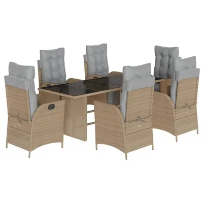 Image de vidaXL Ensemble de jardin 7 pièces avec coussins Mélange beige Poly rotin