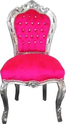 Produktbild von Casa Padrino Barock Esszimmer Stuhl Pink / Silber mit Bling Bling Glitzersteinen - Möbel Barock Stühle