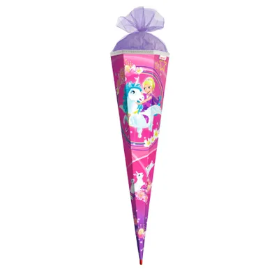 Produktbild von ROTH Schultüte Kuscheleinhorn 85 cm groß eckig Rot(h)-Spitze Zuckertüte Schulanfang