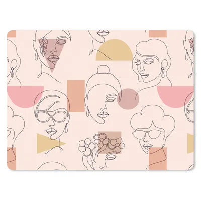 Produktbild von MuchoWow® Mauspad Mousepad Strichzeichnungen - Gesicht - Frauen - Muster 23x19 cm - Mousepads - Maus Mat - Pad - Mausunterlage - Schreibtischunterlage - Mauspad
