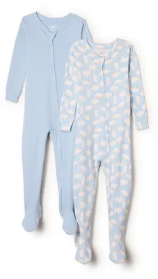 Immagine prodotto di Amazon Essentials x Sofia Grainge Pigiama unisex aderente in cotone con piedini per neonati, confezione da 2, orso polare/azzurro, 18 mesi