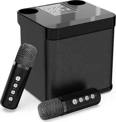 Produktbild von Karaoke bluetooth Professionelles kabelloses Bluetooth 2 Mikrofone Karaoke Anlage Tragbarer Kabelloser Lautsprecher Party Musik
