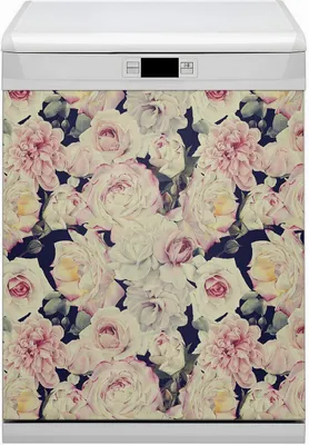 Produktbild von Küche Magnet für Spülmaschine  Abwaschbar 60x70 cm Geschirrspüle  - Weiße Rosen