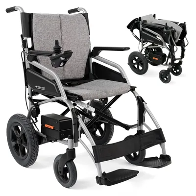 Immagine prodotto di Sedia a rotelle elettrica Mobiclinic pieghevole, autonomia di 10 km, 1 batteria da 24 V/5,2 Ah, doppio motore da 130 W, braccioli e poggiapiedi ribaltabili, portata massima 100 kg, Mara