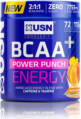 Produktbild von USN BCAA Power Punch Energy Drink - Orangenmango - 400 g