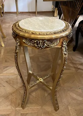 Produktbild von Casa Padrino Barock Beistelltisch mit Marmorplatte Gold / Creme H. 73 cm
