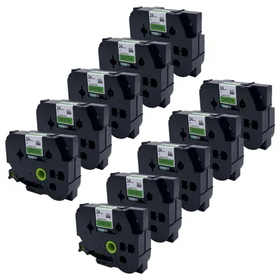 Produktbild von DULA Etikettenband - Kompatibel mit Brother P-Touch Tze-751 - 10 Stück - Schwarz auf grün - 24mm x 8m