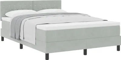 Image de Lit à ressorts avec matelas Gris clair 140 x 200 cm Velours
