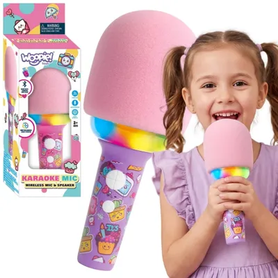 Obrázek produktu pro WOOPIE Bezdrátový Mikrofon Na Karaoke S Reproduktorem BT LED Růžový