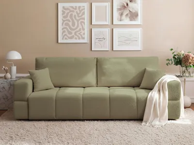 Produktbild von Idohome Polstersofa BUENO mit Schlaffunktion und Bettkasten – Modernes Sofa mit Stauraum, Sofa Grün Bouclé Centaur 13