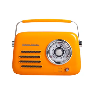 Zdjęcie produktu dla Retro radio chrom z głośnikiem bluetooth Vintage Cuisine - kolory lata - błyszczące - Pomarańczowe