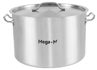 Zdjęcie produktu dla Garnek gastronomiczny średni ze stali nierdzewnej z pokrywką Mega-M Standard 32l 40x26 cm