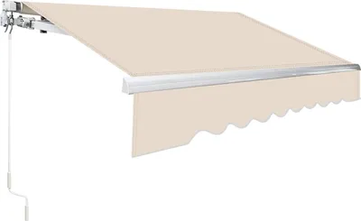 Produktbild von Faziango 300x250cm Sonnenmarkise Gelenkarmmarkise Aluminium Markise Klemmarkise mit Handkurbel Balkonmarkise Sonnenschutz Beige