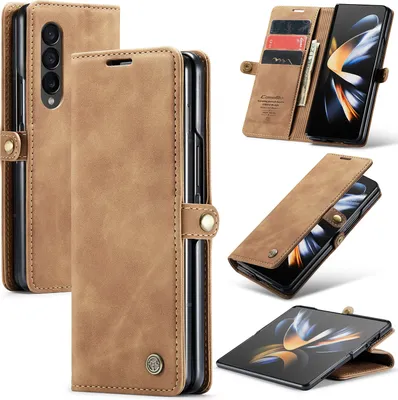 Obrázek produktu pro Galaxy Z Fold4 Case, retroPolyuretankožené pouzdro s funkcí stojánku, ochranné pouzdro pro Samsung Galaxy Z Fold 4 5G Brown