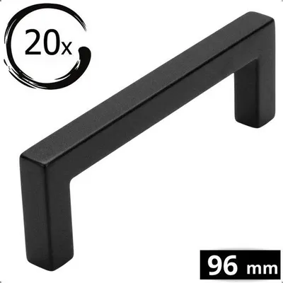 Productafbeelding van By MJM Dallas kastgrepen set van 20 – zwart RVS, 96mm boormaat