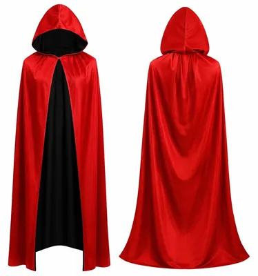 Produktbild von Vampir Kostüm Umhang rot & schwarz mit Kaputze - für Kinder & Erwachsene, für Halloween & Fasching & Karneval Beidseitig