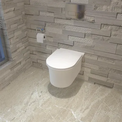 Produktbild von Wandhängendes WC spülrandlos aus Keramik, Weiß, D-From Hänge-Toilette mit Soft-Close WC-Sitz l 365AW