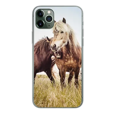 Produktbild von MuchoWow® Handyhülle Schutzhülle Hülle für iPhone 11 Pro Max Pferde - Gras - Frühling Silikon Softcase Handy Hülle - Schutz