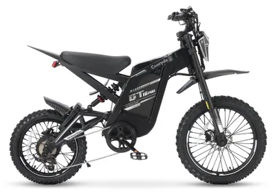 Immagine prodotto di OUXI Skinnybike - Bicicletta elettrica con lucchetto a catena - 16 pollici - Motore 250W - Autonomia 80 km - 7 marce - Freni a disco idraulici - Doppia sospensione - Nero