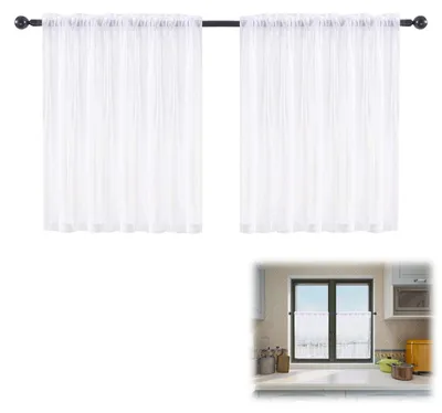 Bistrogardine halbtransparent H 76 x B 60 cm weiß 2 Stück