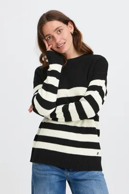 Produktbild von OXMO OXKAVINA Damen Strickpullover Grobstrick Pullover Baumwollmischung regular fit