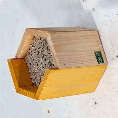Produktbild von Bienenhotel, Bienenhaus, Insektenhotel, secheckig, Holz