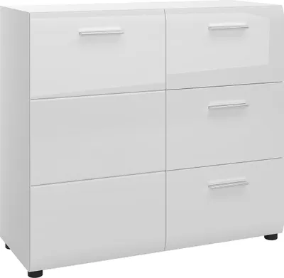 Produktbild von Kommode 96 cm breit weiß Hochglanz MALABO-129